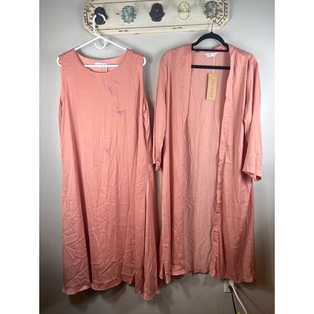 Tendency Womens Sleeveless Maxi Dress & Long Cardigan Set XXL